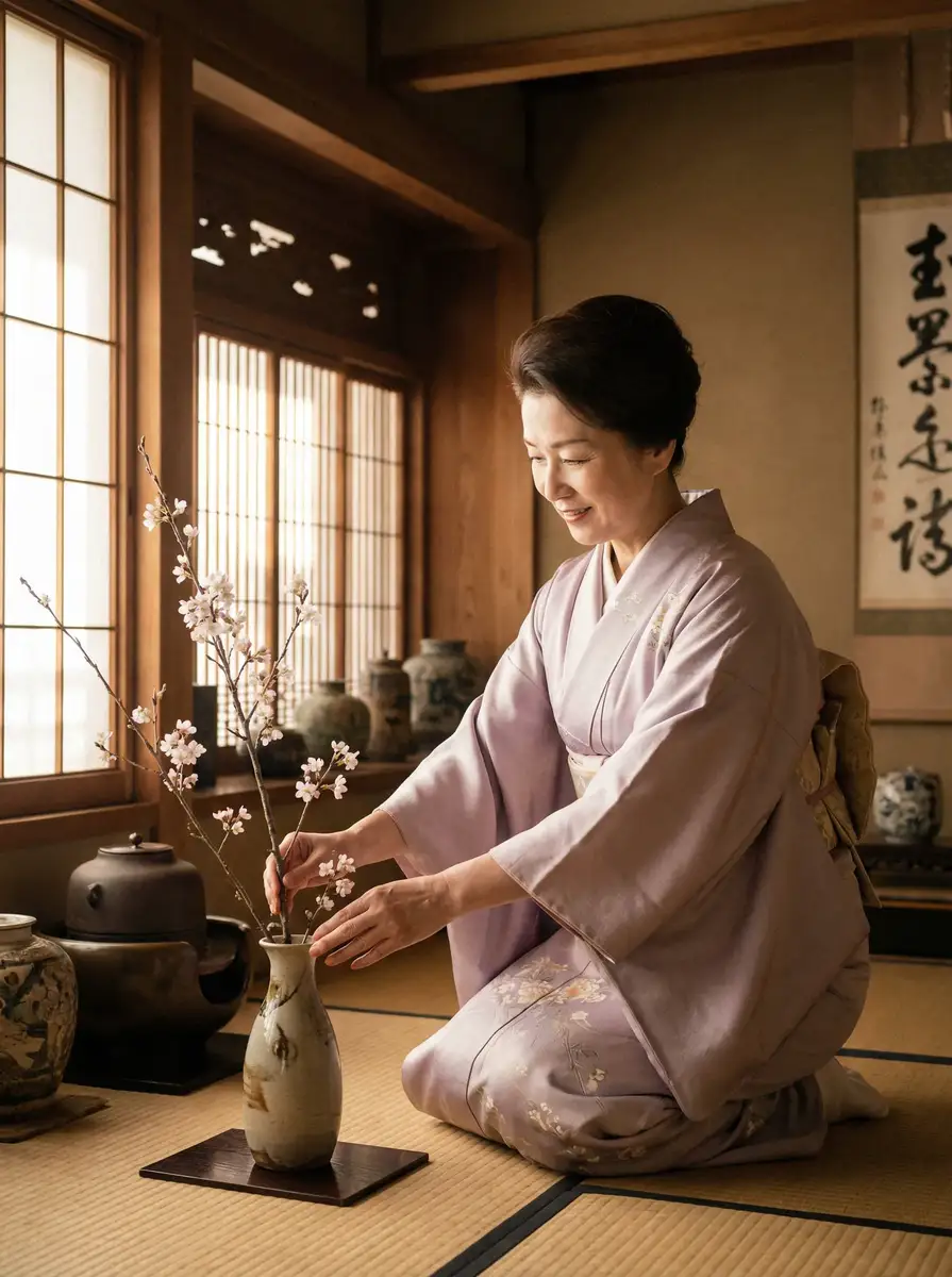 一位优雅的 【大象传媒】高清资源|在线播放-大象传媒官方平台 在和室中插花