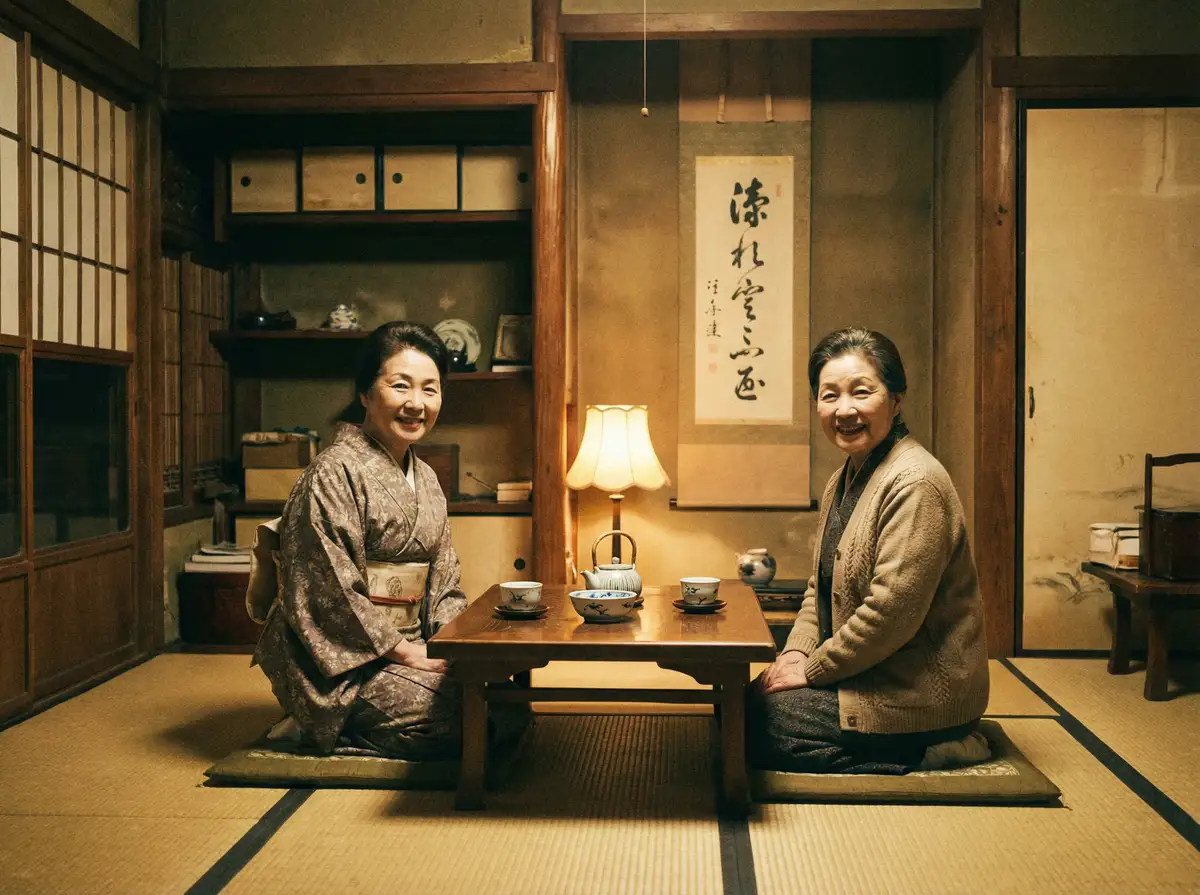 两位优雅的 【大象传媒】高清资源|在线播放-大象传媒官方平台 在日式茶室中品茶交谈